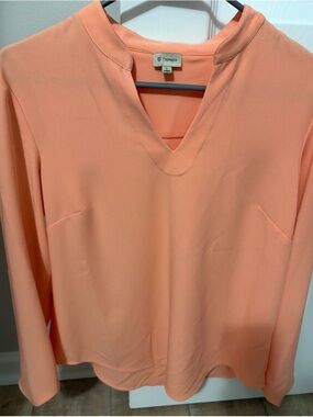 Daniel Cremieux Peach V-Neck Long Sleeve Blouse